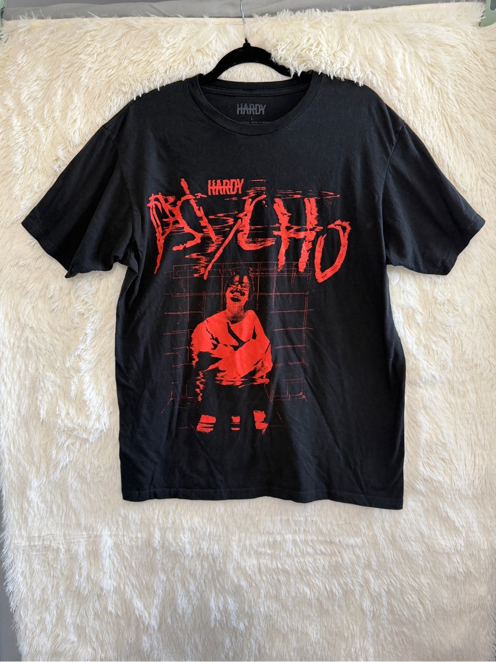Hardy Unisex Psycho Portrait T-Shirt Size L Black Red Nu-Goth Horrorcore Cotton